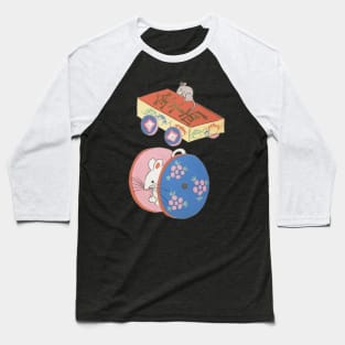 Cute Japanese Mouse Mice Play Art Aesthetic Wheels Game Baseball T-Shirt